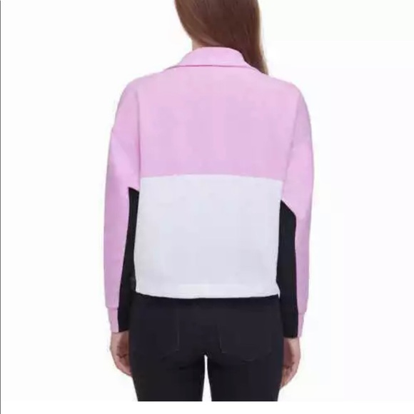 DKNY Ladies' 1/2 Zip Pullover-Pink, White, Black - Picture 2 of 4
